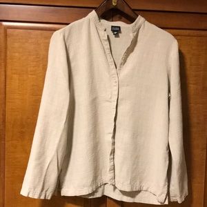 Long sleeved blouse viscose/linen/nylon.
